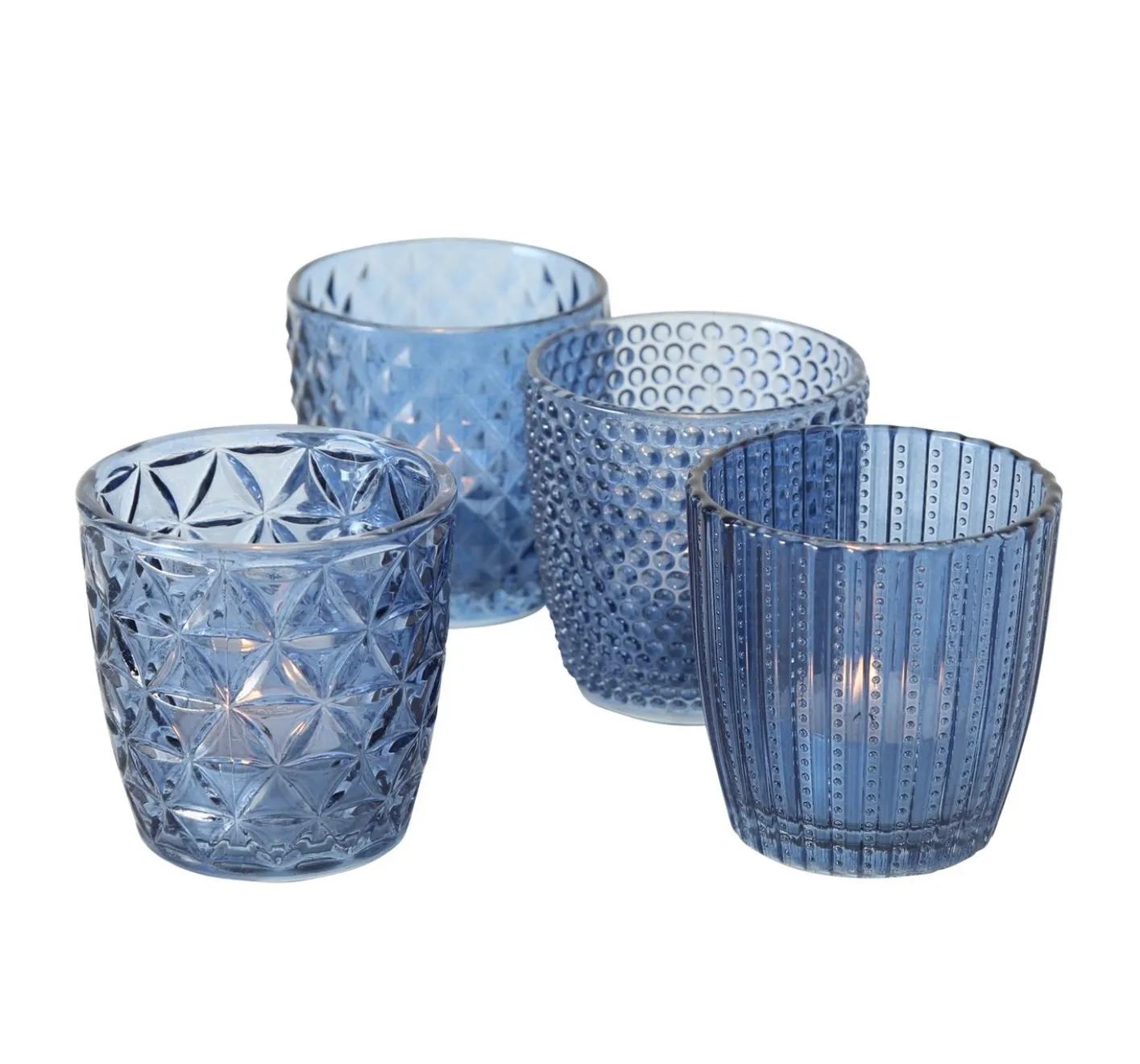 Windlicht 4er Set "Blau"