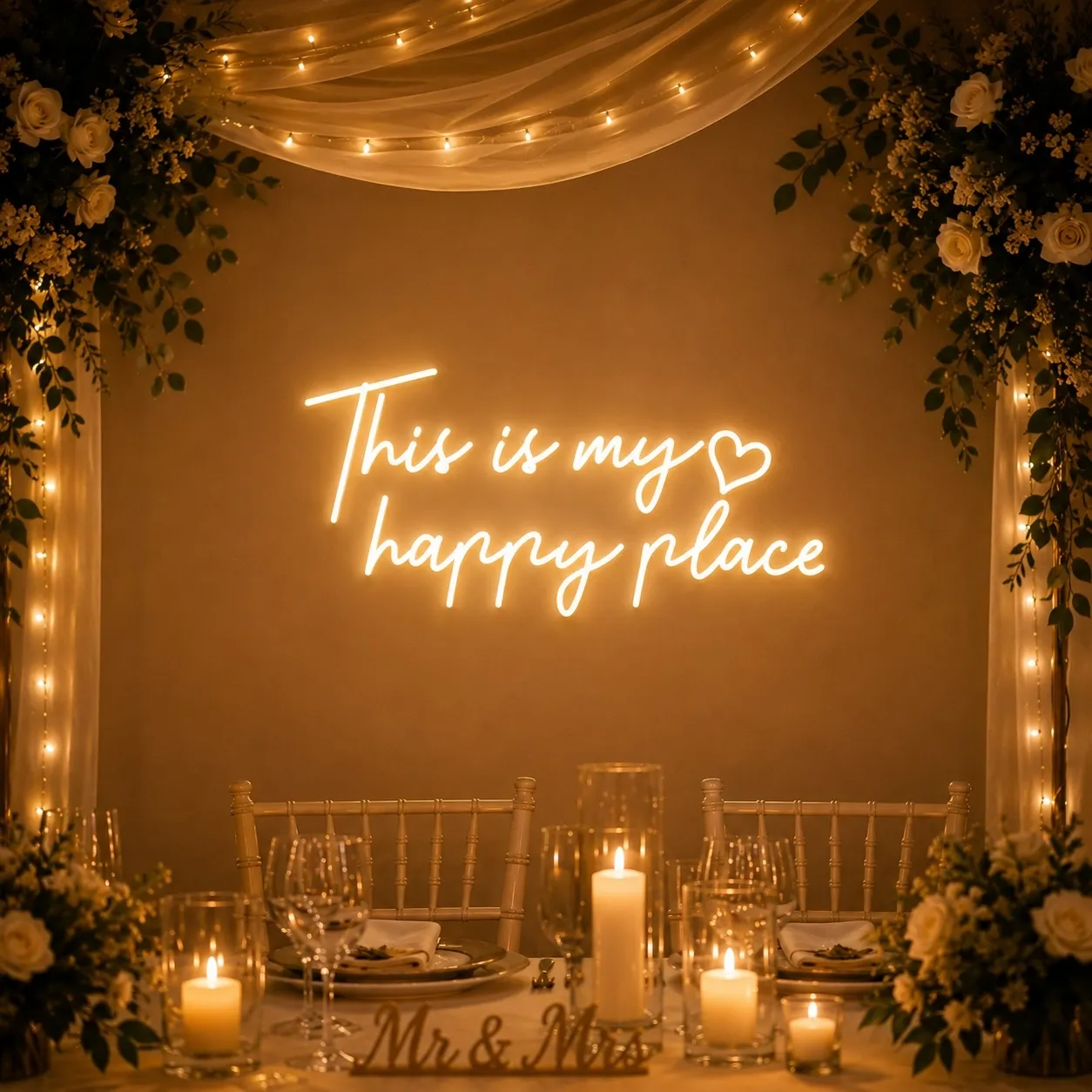 LED-Neonschild "This is my happy place"