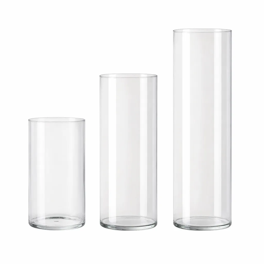 Zylindervasen 3er Set 10 cm, 15 cm, 20 cm Ø 6,5 cm