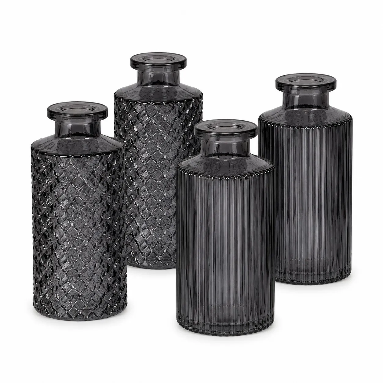 Vasen 4er Set "Rauchschwarz" 14 cm