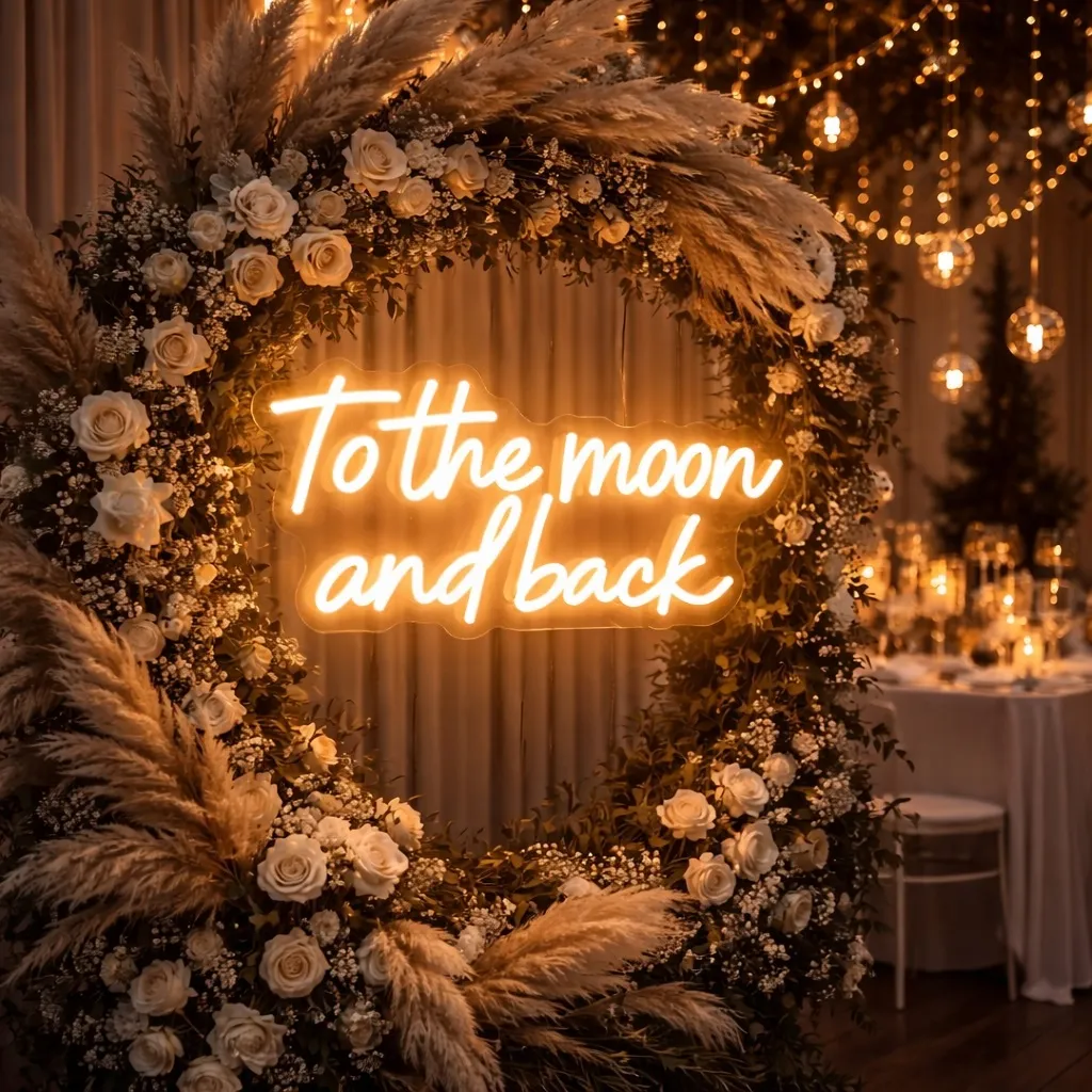 LED-Neonschild "To the moon and back"