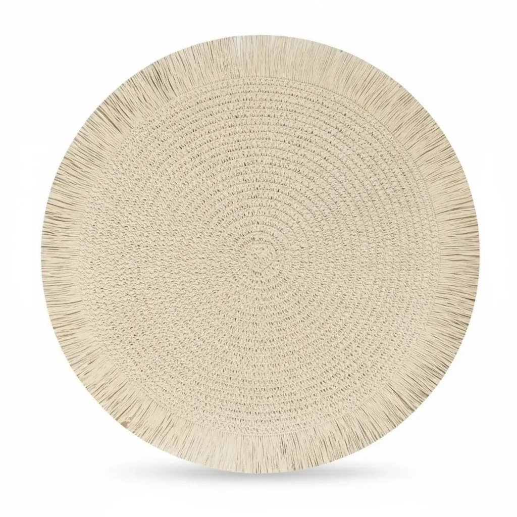 Platzset Rund "Boho Makramee" Creme Ø 38 cm