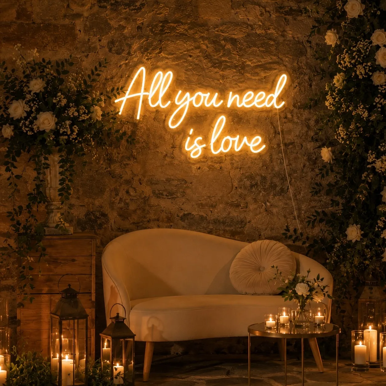 LED-Neonschild "All you need is love"
