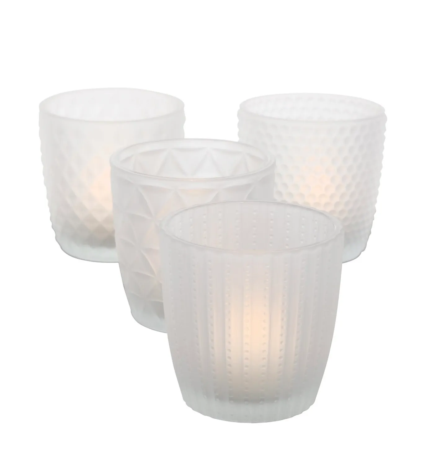 Windlicht 4er Set "Matt Weiß"