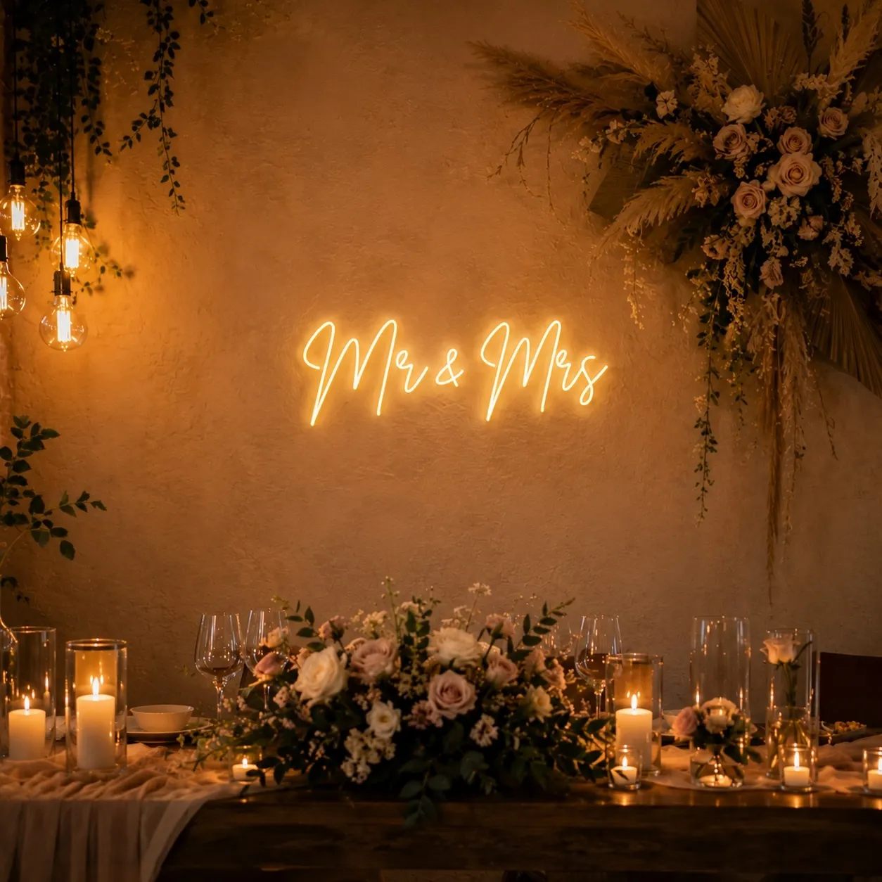 LED-Neonschild "Mr & Mrs"