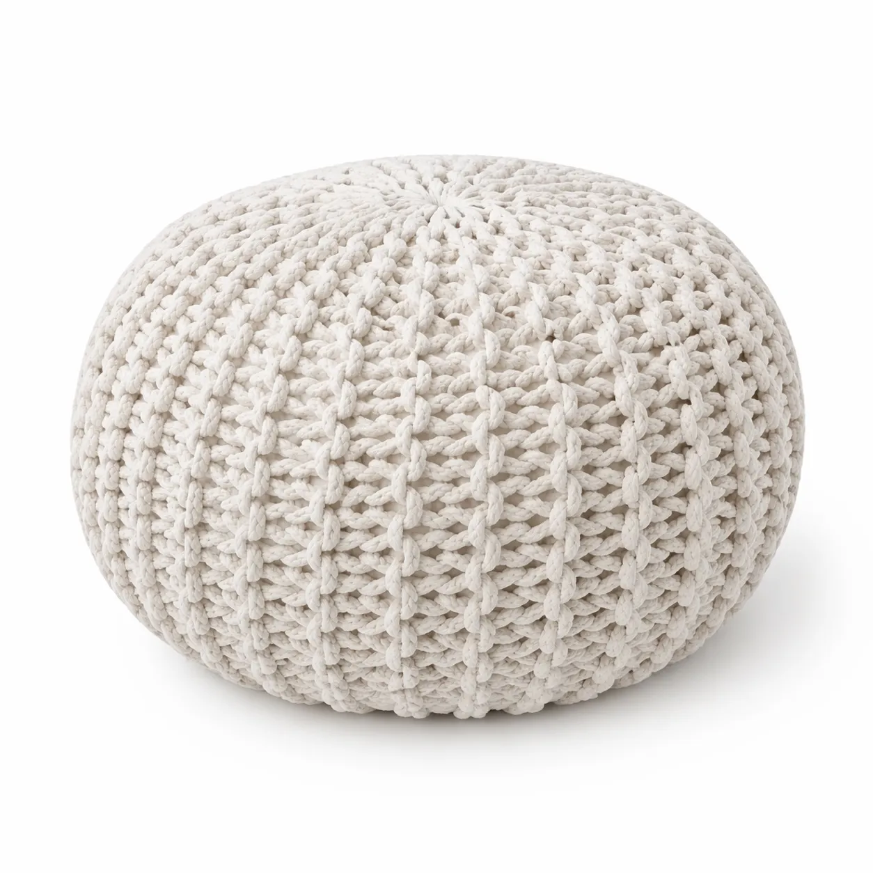 Pouf / Bodenkissen "Boho" Ø 45 cm "Weiß"