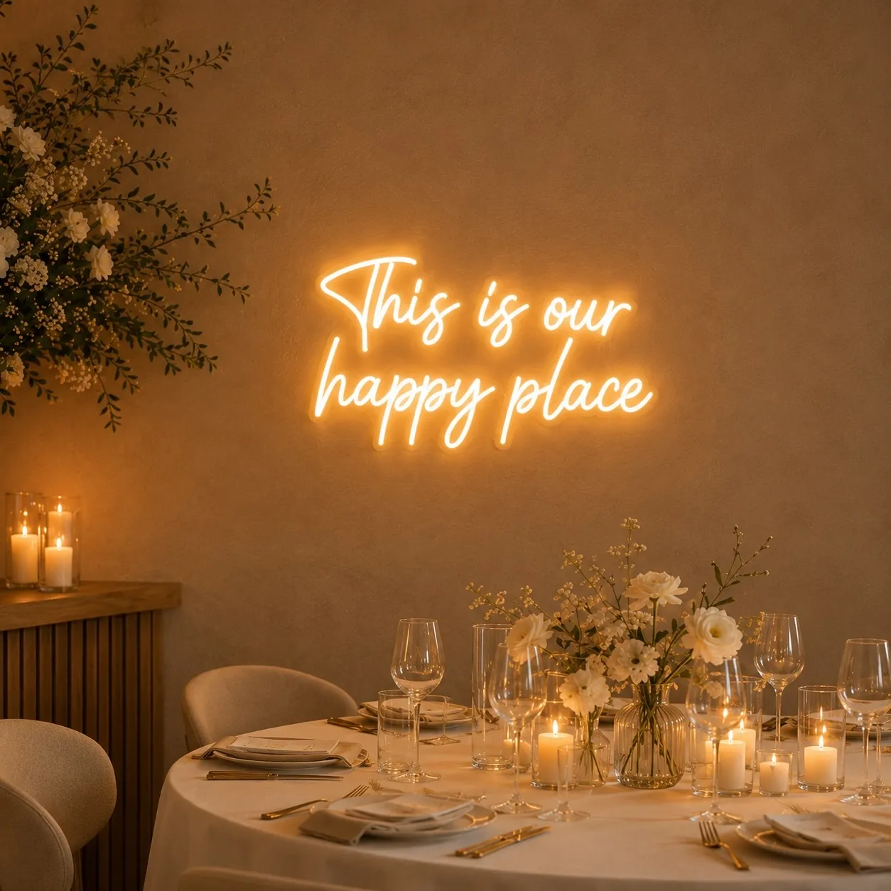LED-Neonschild "This is our happy place"