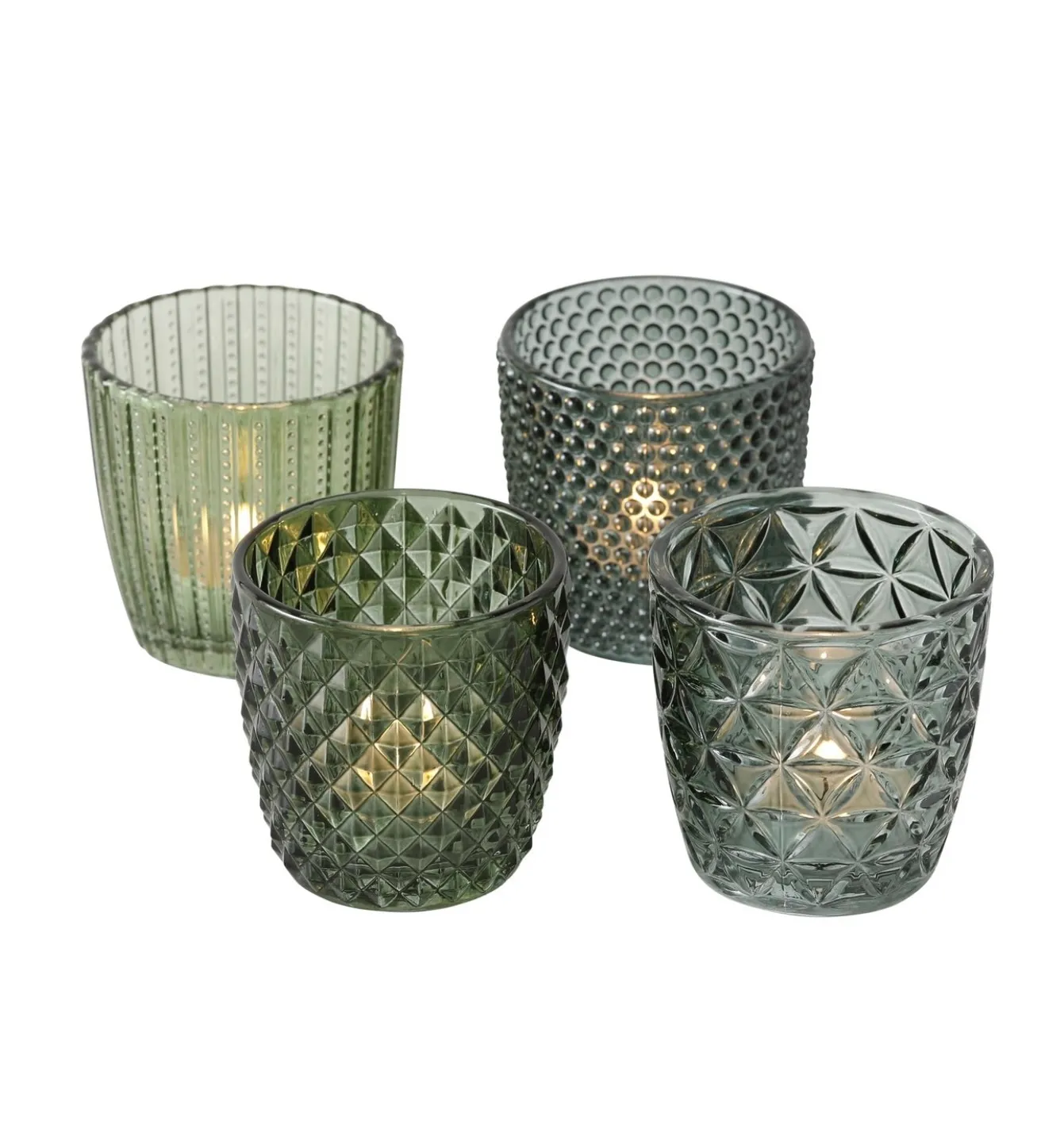 Windlicht 4er Set "Olivgrün"