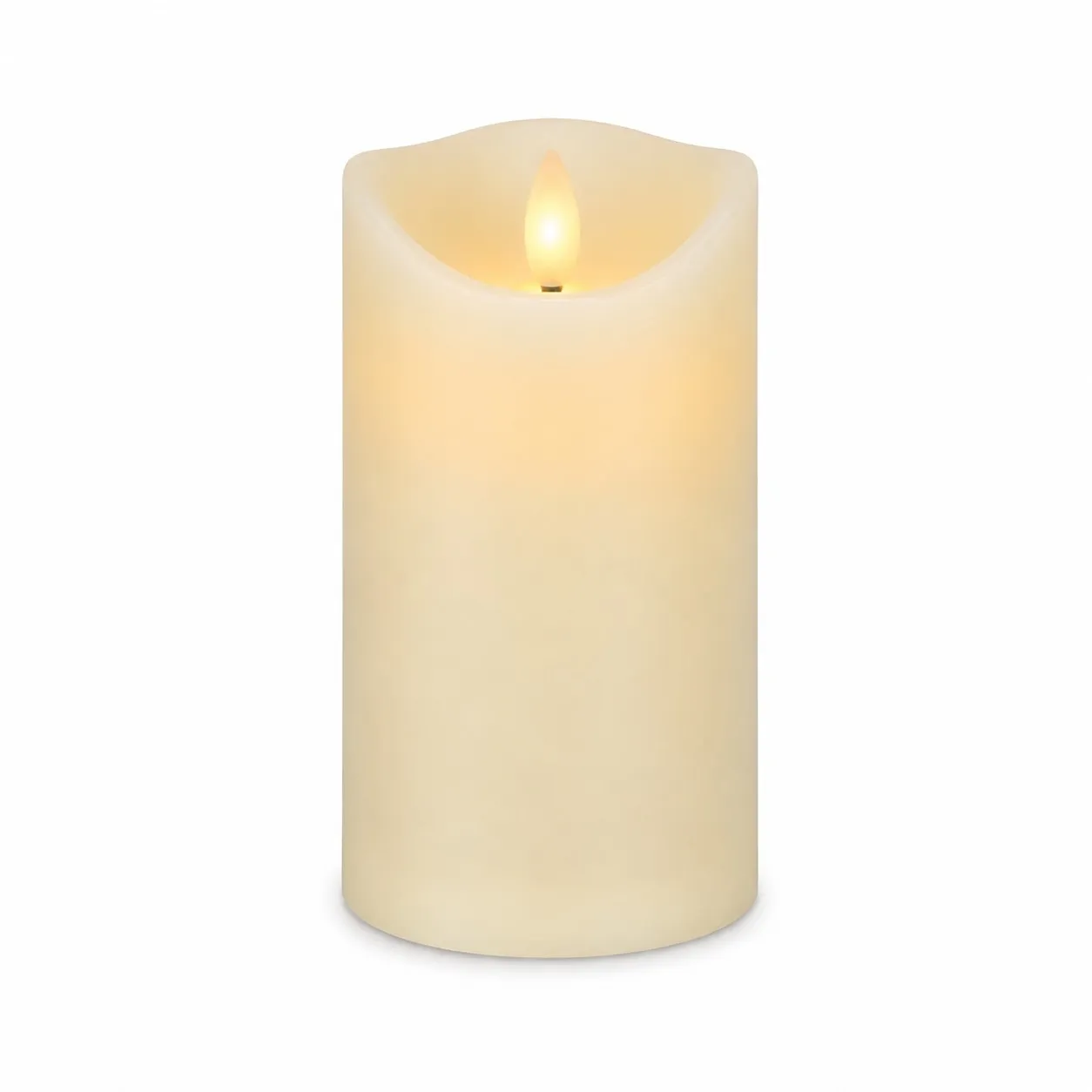 LED-Echtwachs Blockkerze "Creme" 13 cm