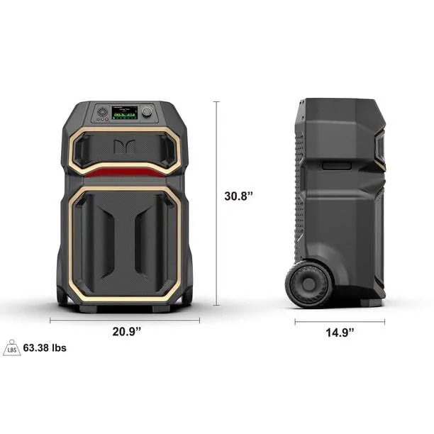 Monster Rock'n Roller X Pro 1100 W Bluetooth Speaker with 12 hours of battery life and IPX4 weather-resistant