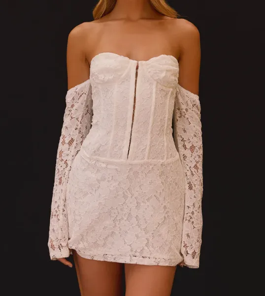White Lace Corset Mini Dress