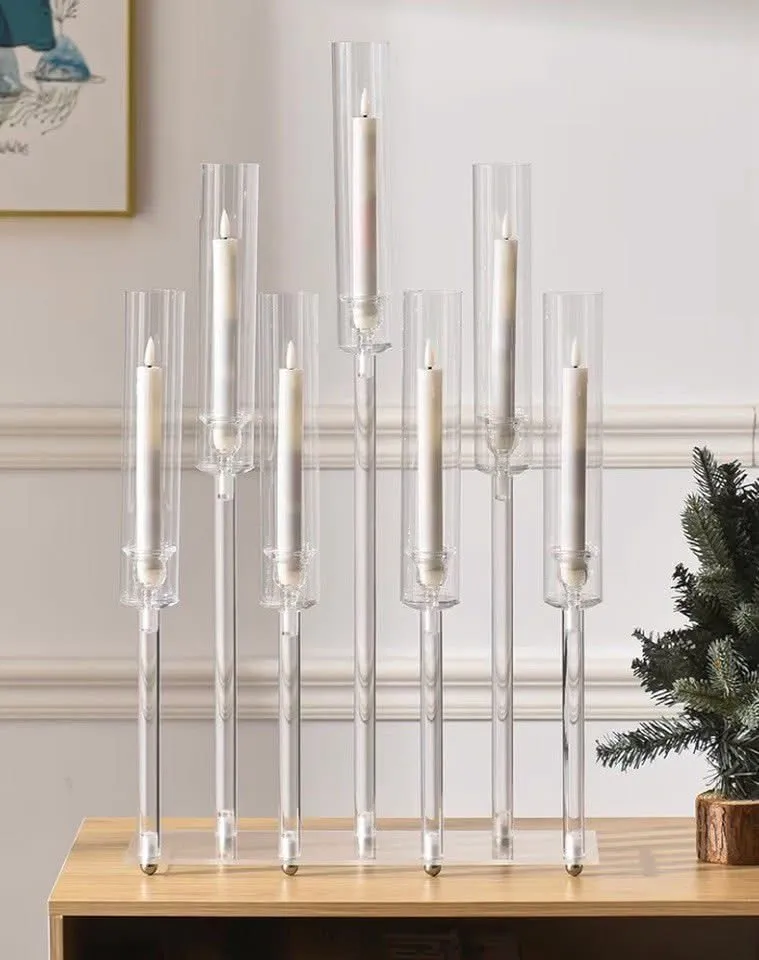 Acrylic Rectangle 7 Arm Candelabras  