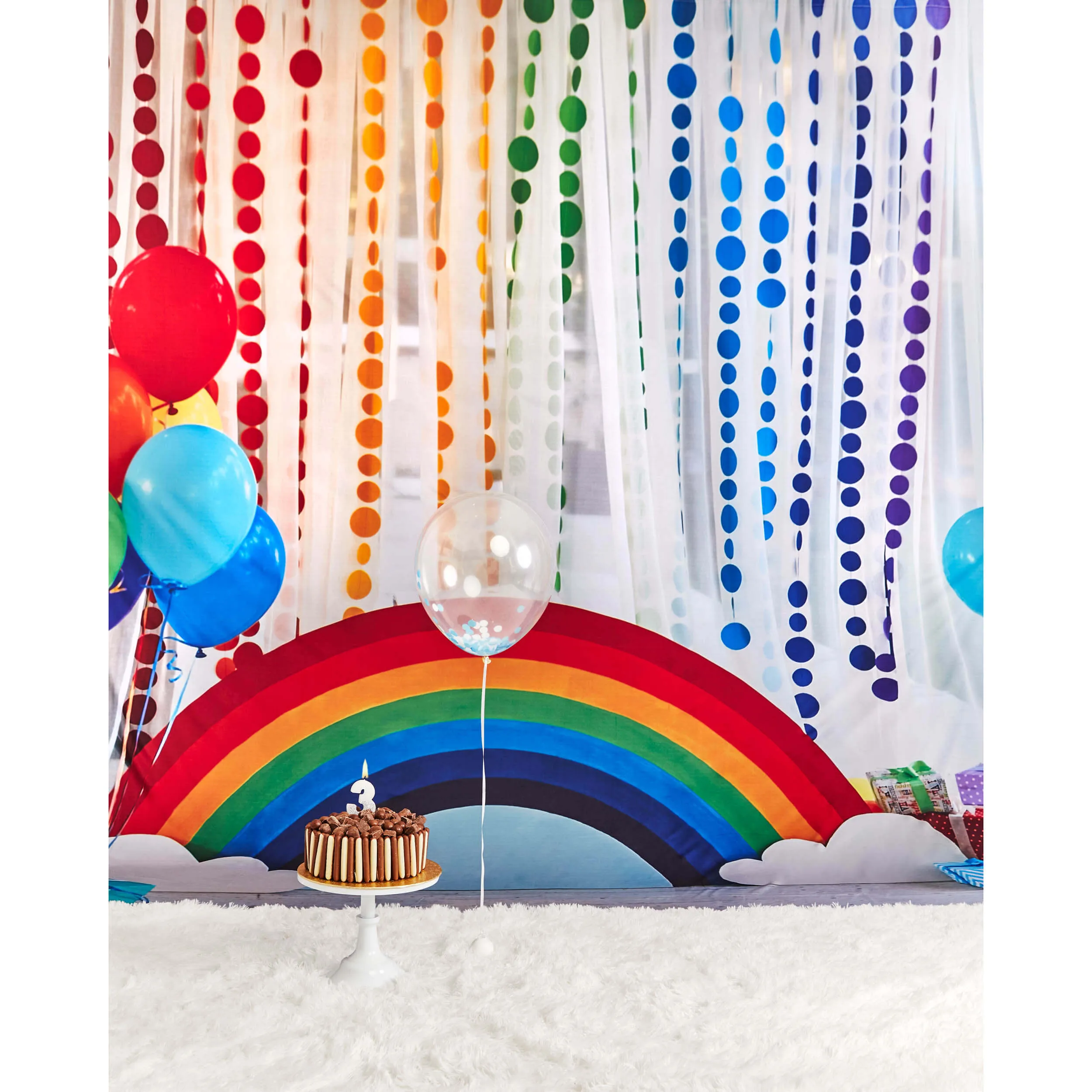 3x4m Colorful Balloons Rainbow Backdrop For Kid's Party Decor