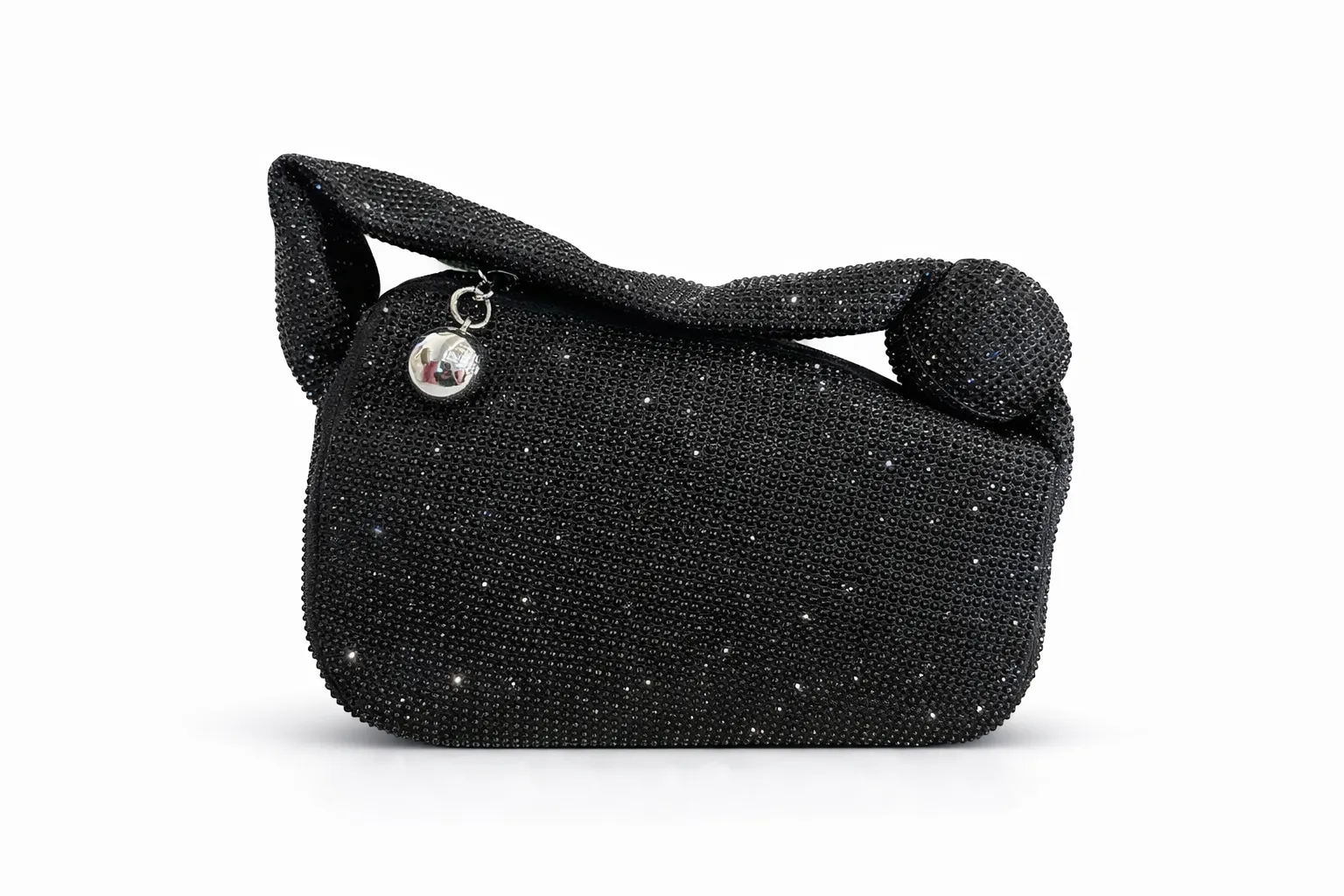 Bolso Negro con Bola Plateada