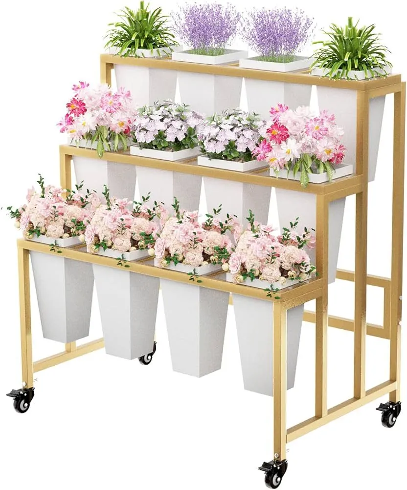 Three-Tier Gold Flower Bar Stand