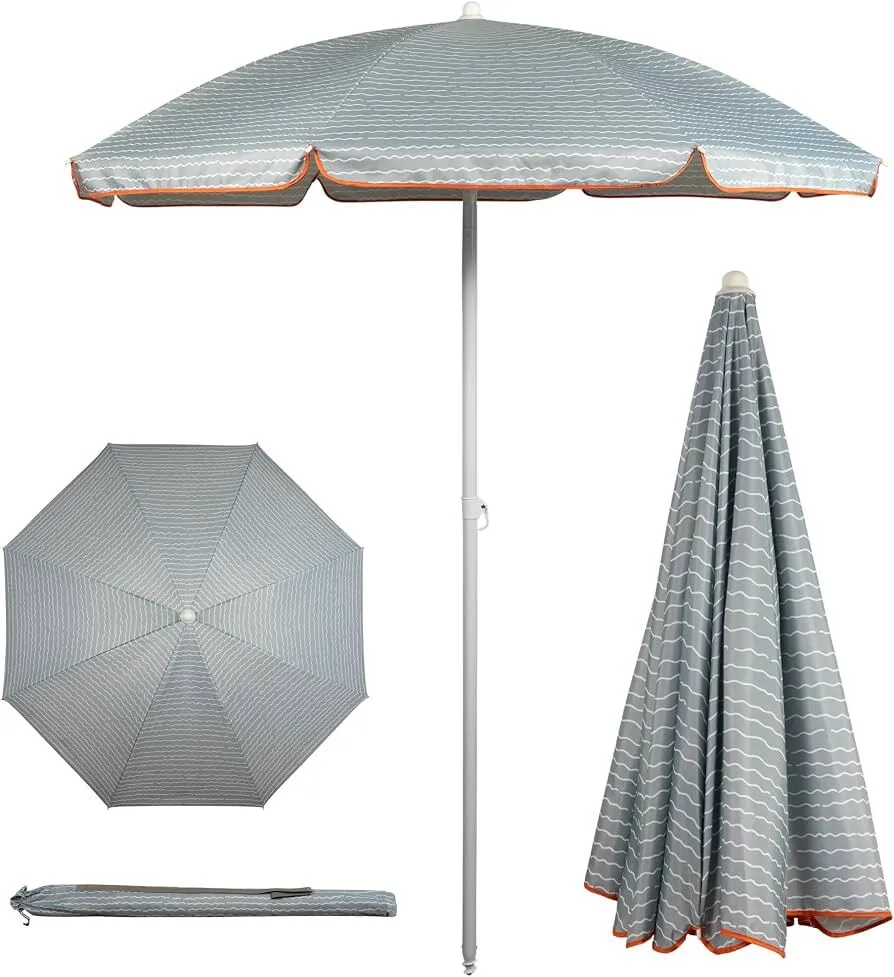 Gray 7-ft Patio Beach Umbrella