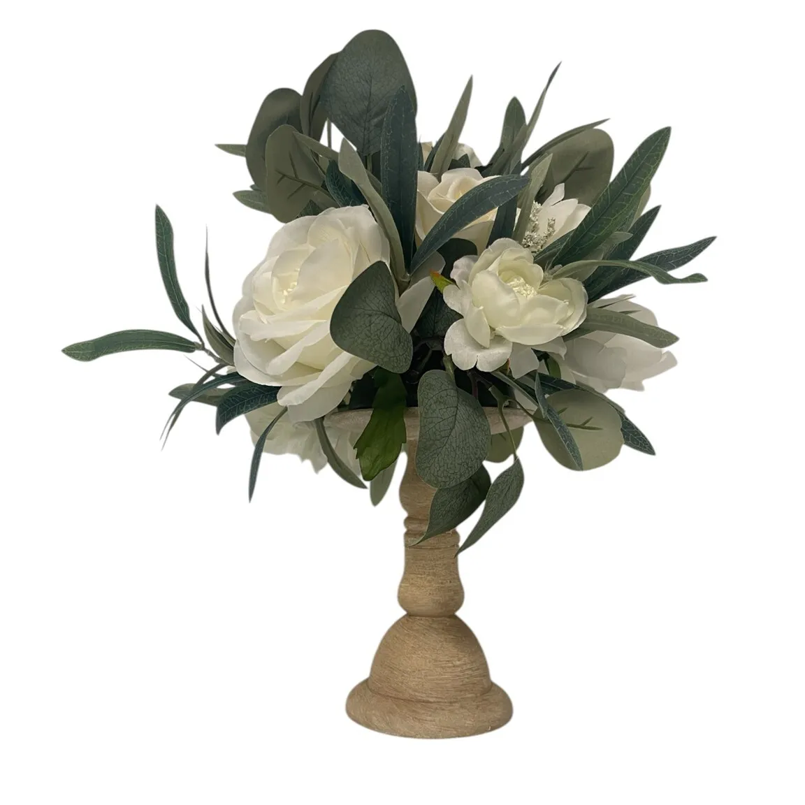 Floral - 13" White Rose Centerpiece
