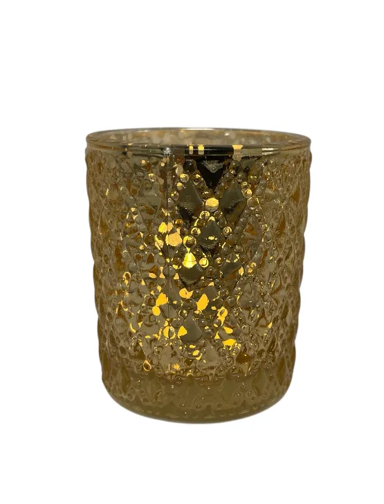Votive - Gold and Silver Glass Votive with LED Tealight