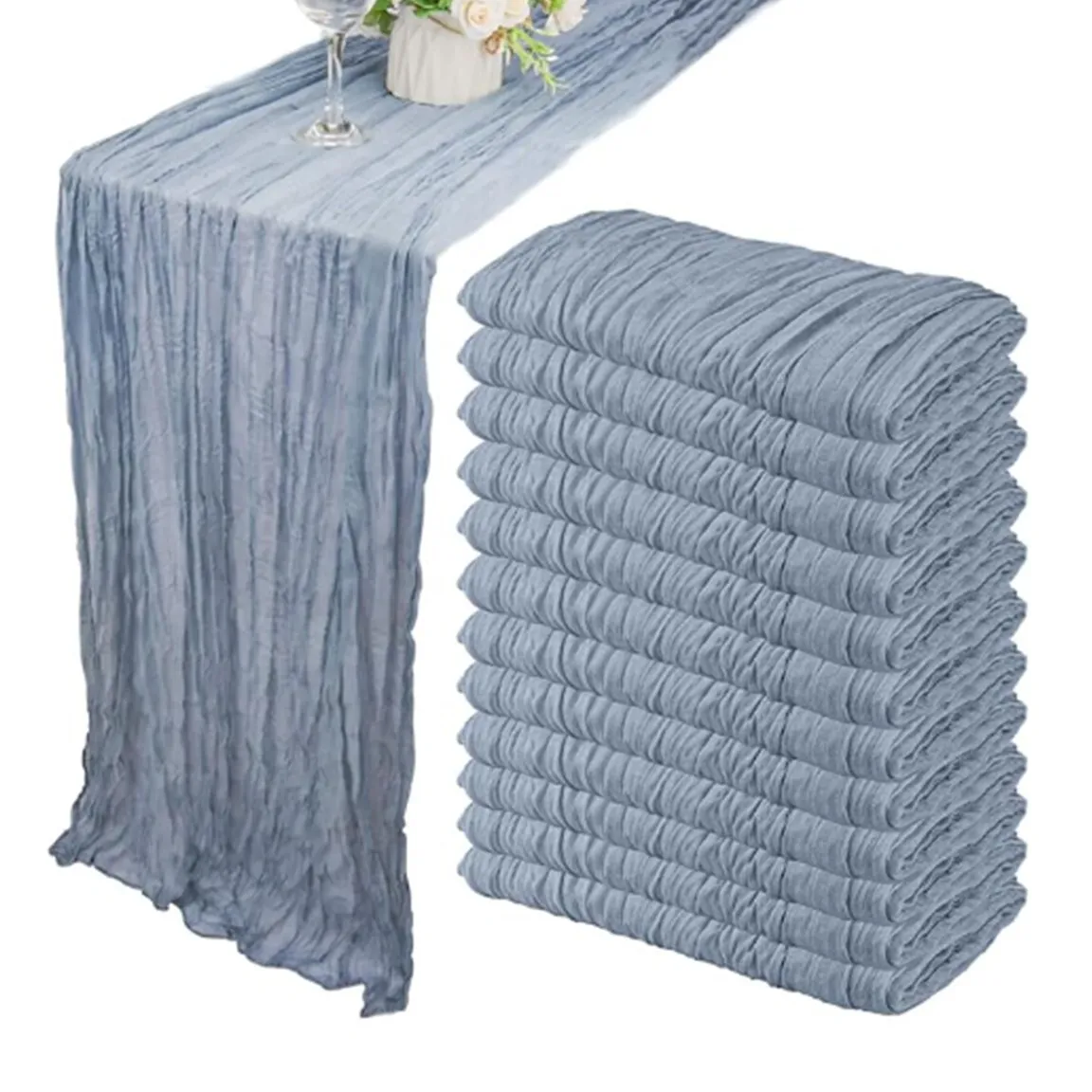 Linens - Cheesecloth Table Runner, Dusty Blue