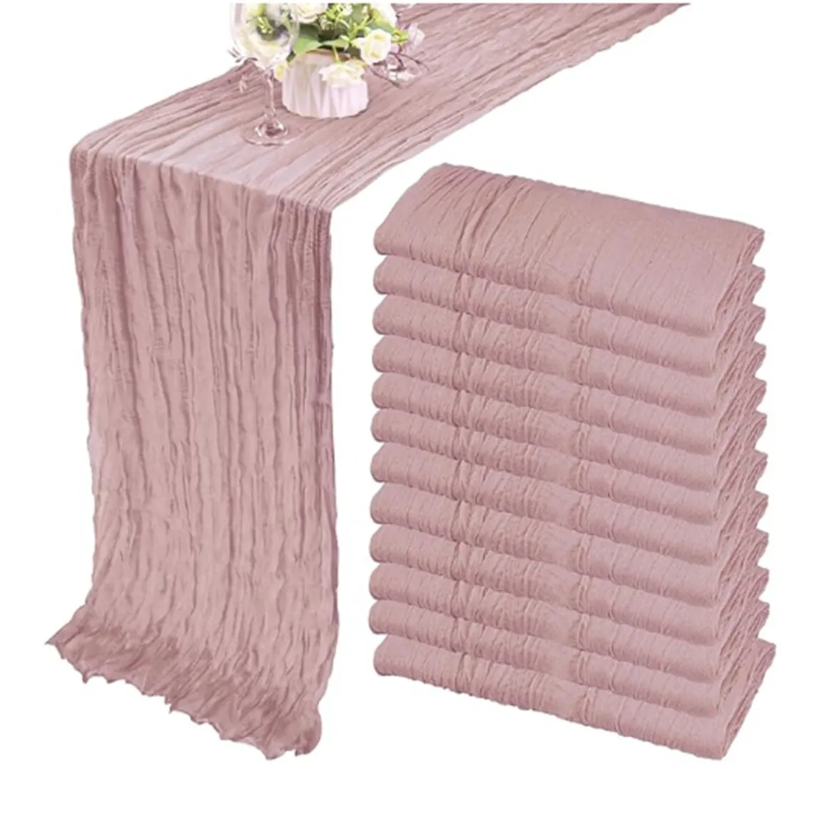 Linens - Cheesecloth Runner, Dusty Pink
