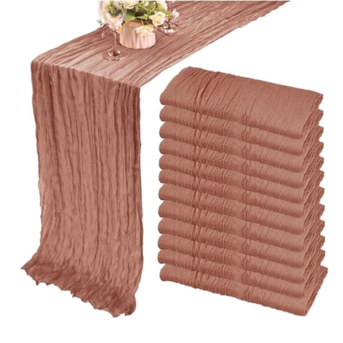 Linens - Cheesecloth Table Runner, Terracotta
