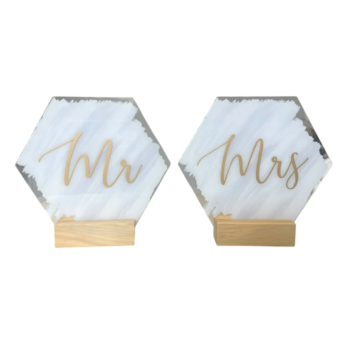 Wedding  Signs - Acrylic & Wood "Mr" and "Mrs"