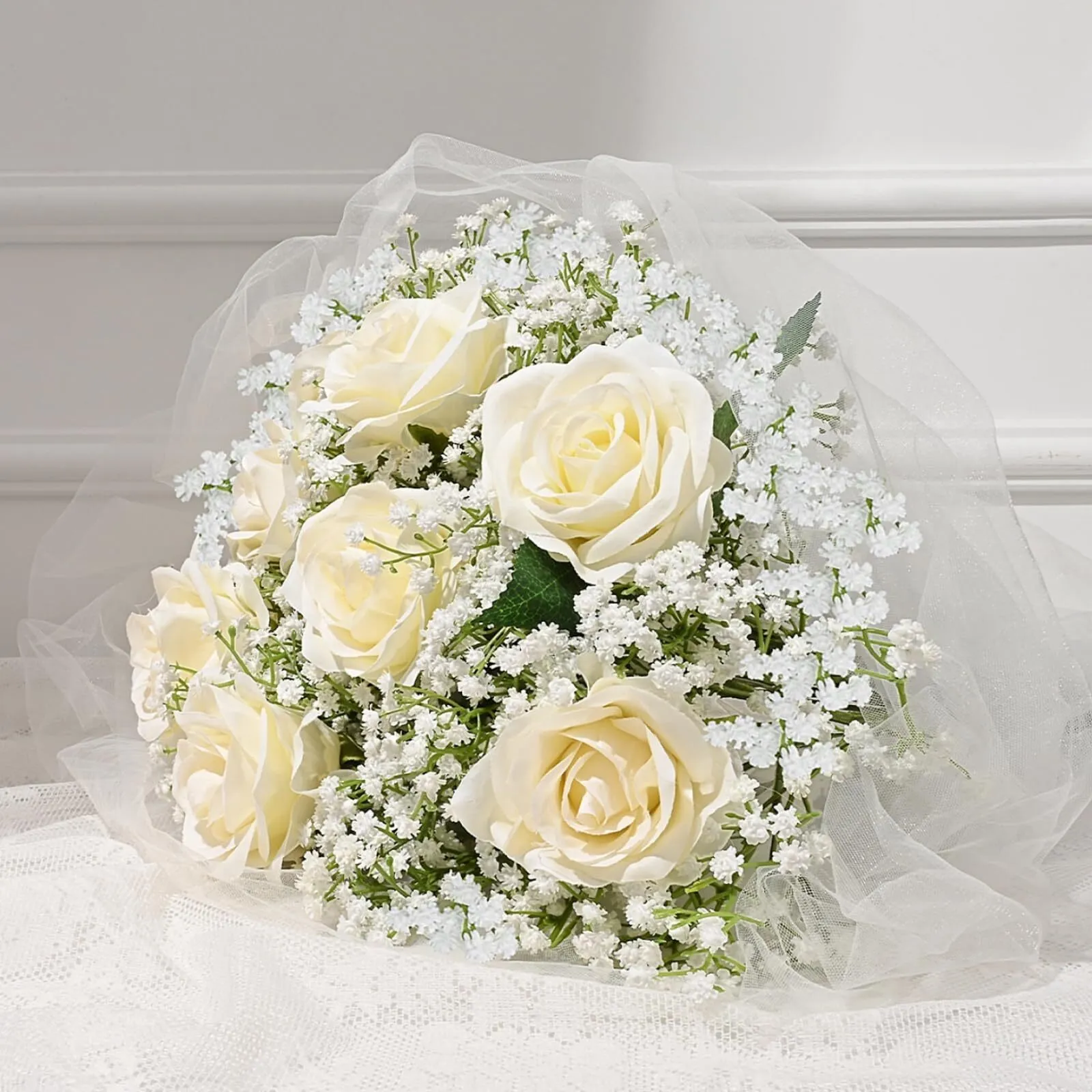 White Rose and Baby's Breath
