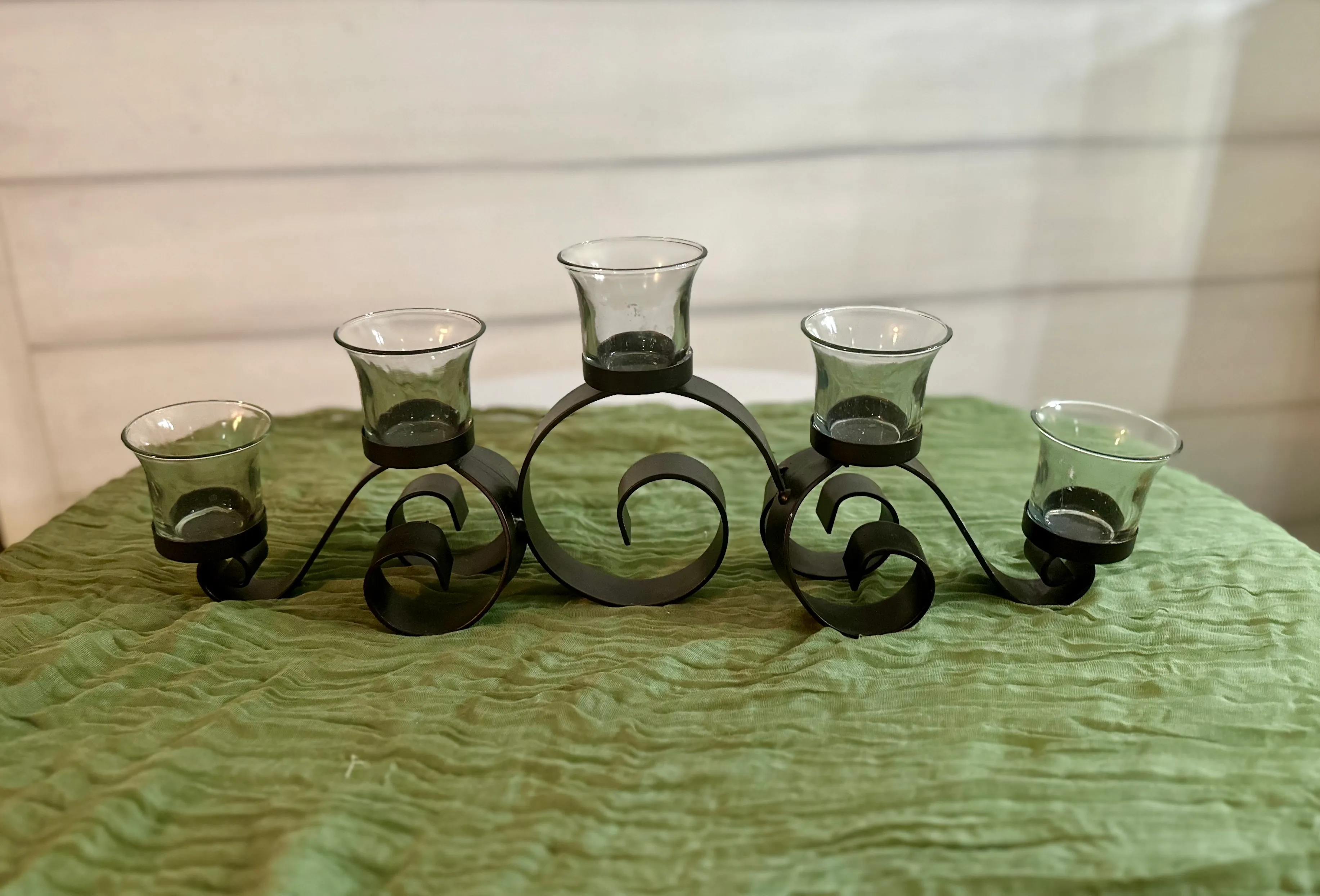 Black Scroll Candle Table Centerpiece