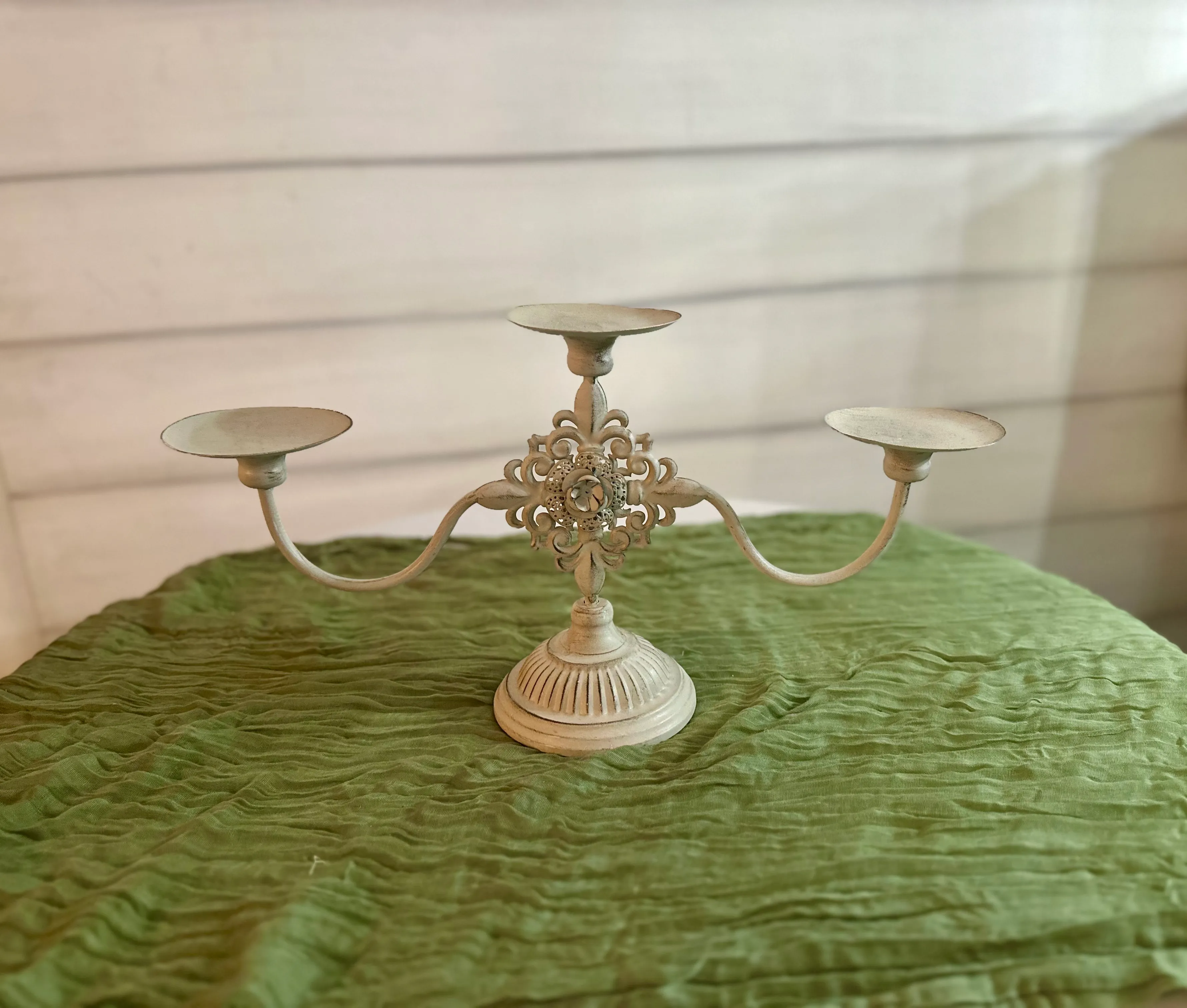 3 Candle White Candleabra Centerpiece