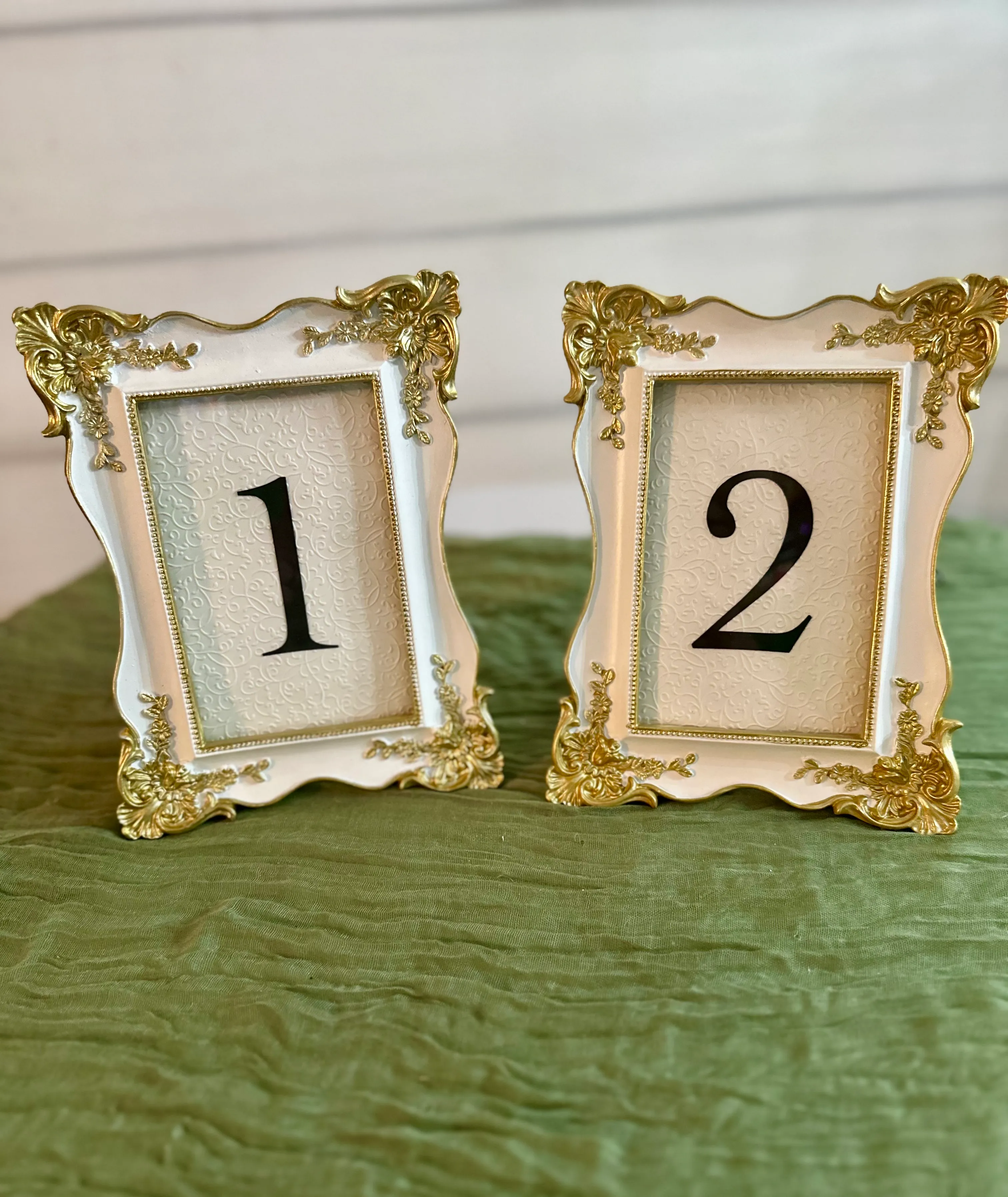 White and Gold Vintage Table Numbers