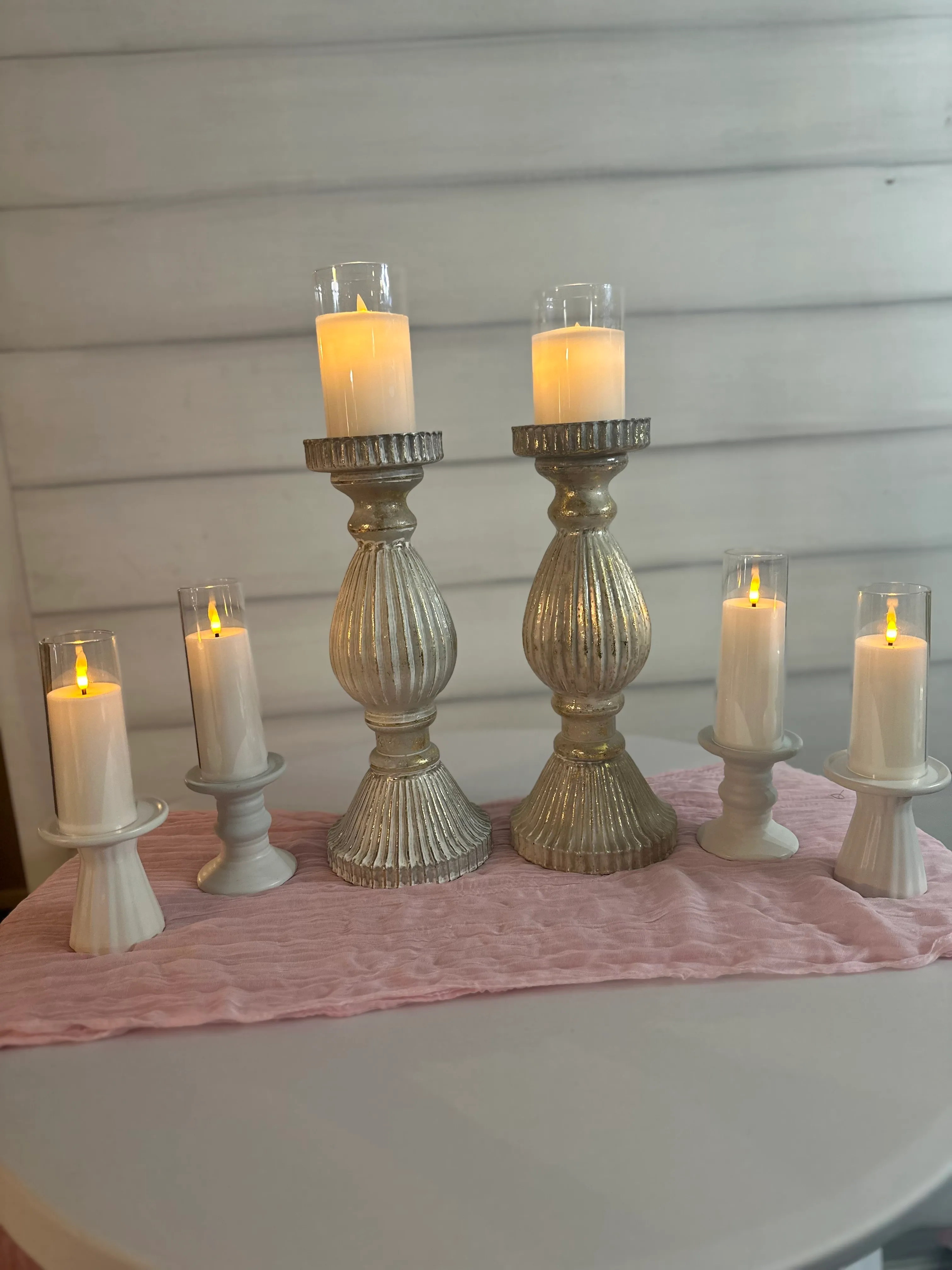 White Candlesticks Glass 2"