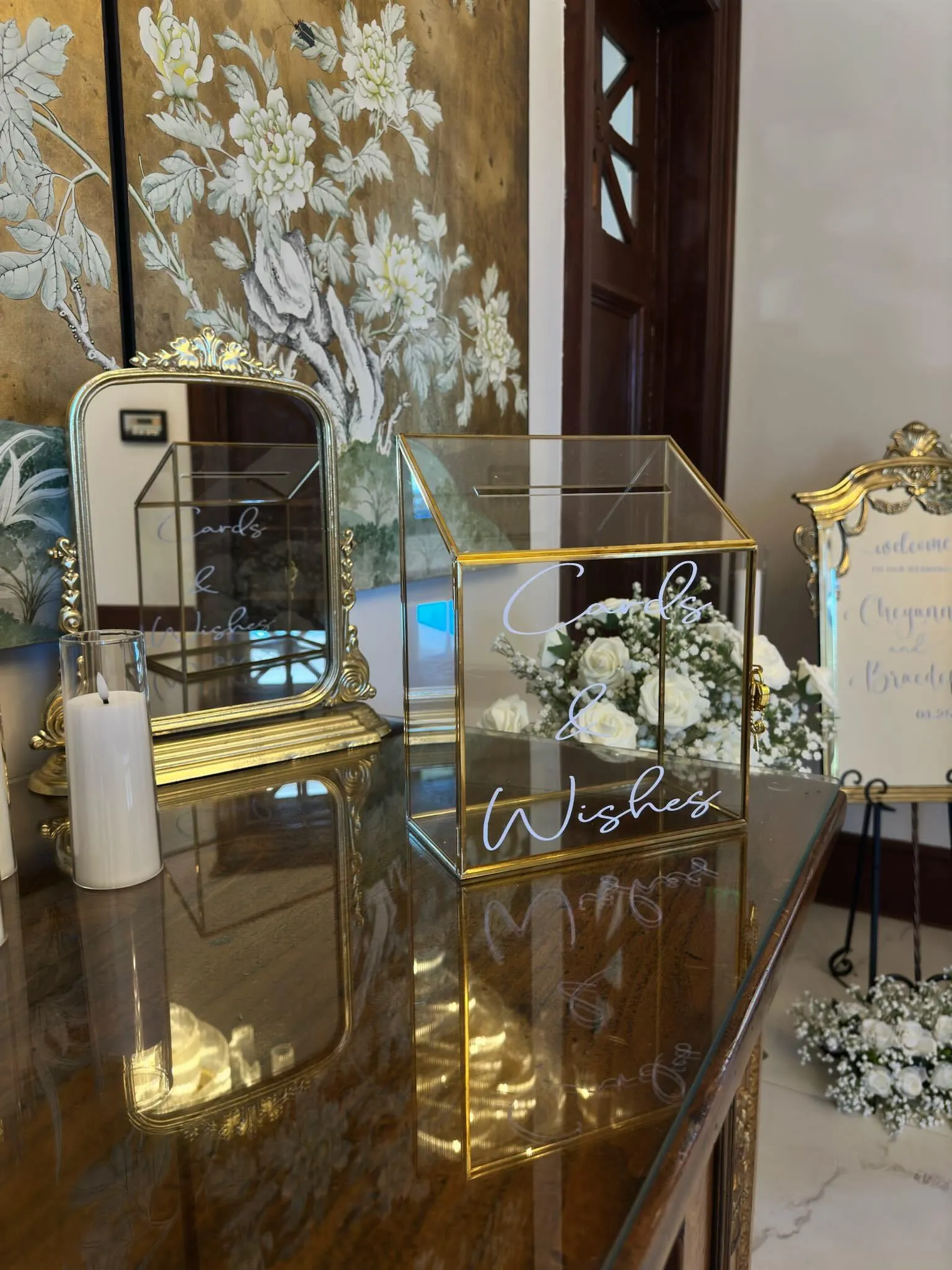 Gold and Acrylic Card Box with Key