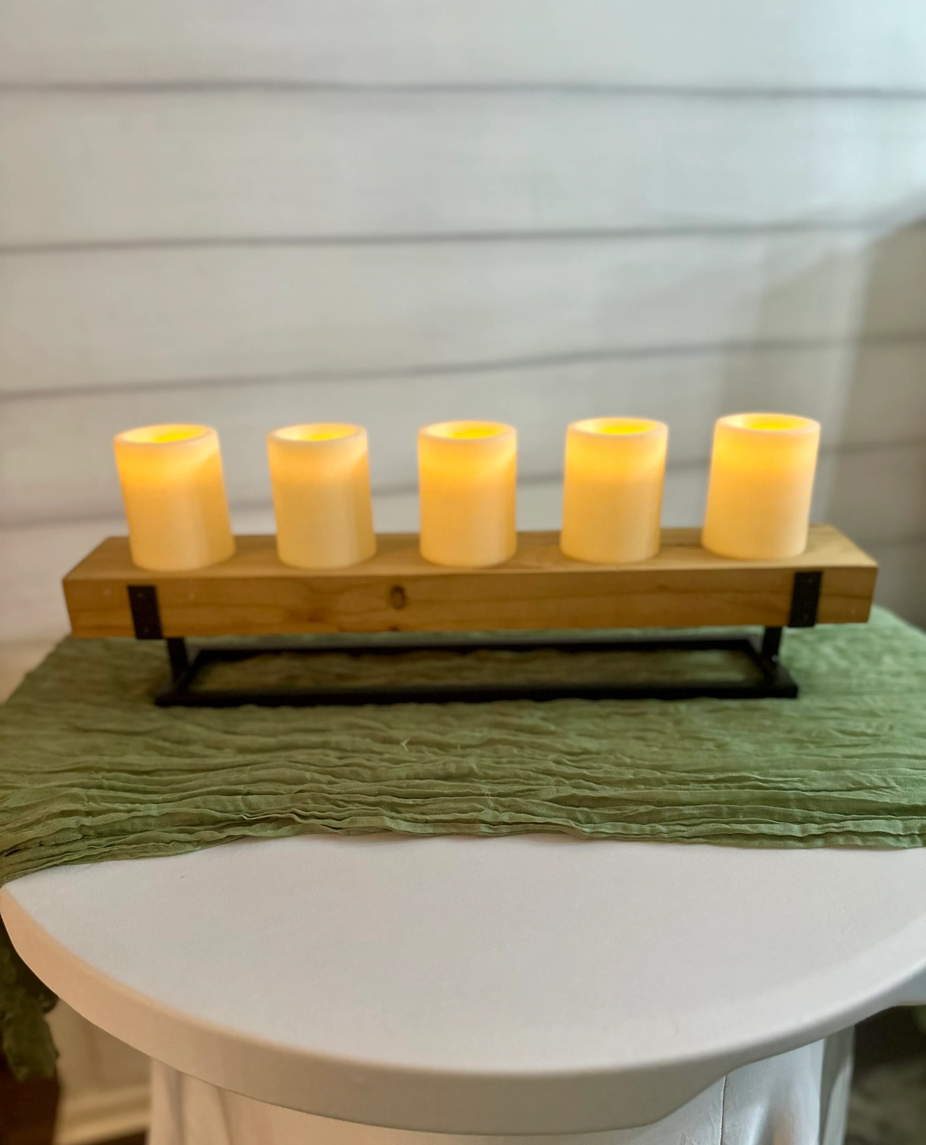 Wood Candle Table Runner