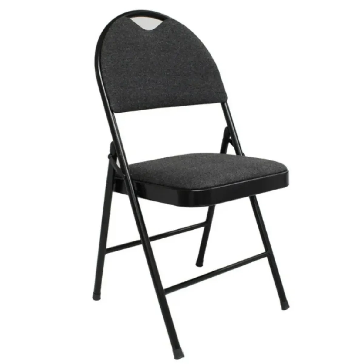 Black Fabric Folding Chair – Heavy-Duty Steel Frame