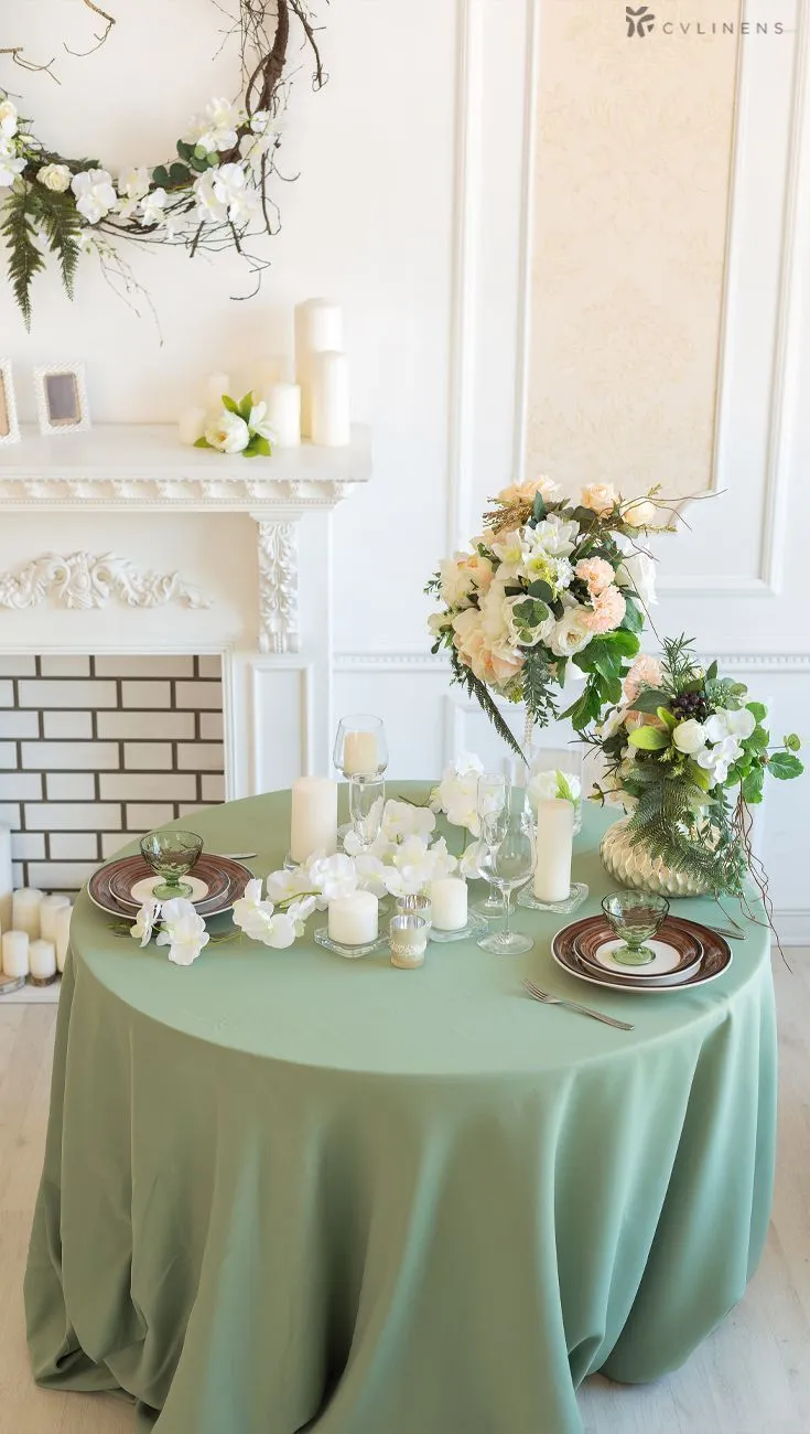 Sage table cloth round 120”