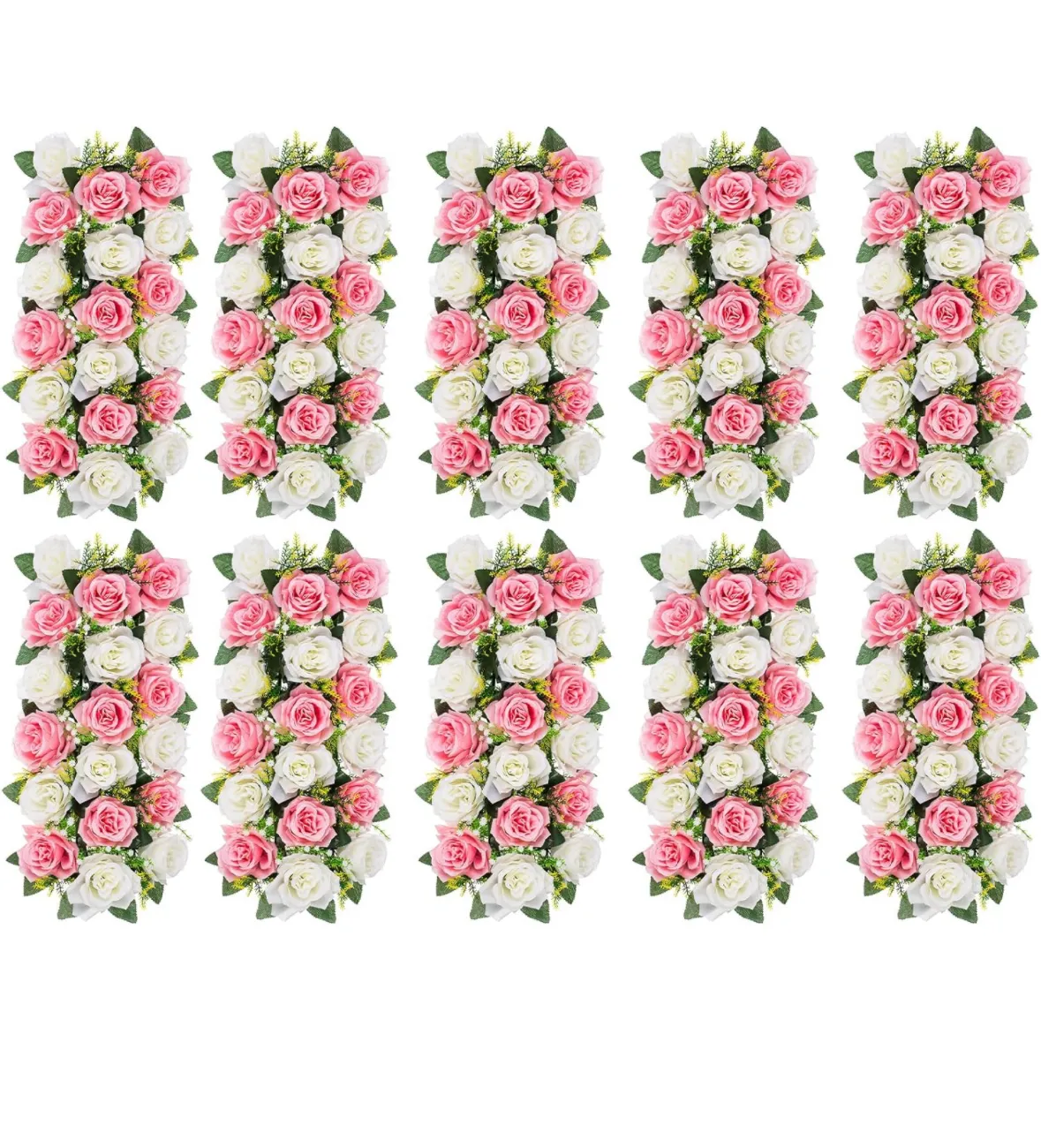 Blush and white flower rows 