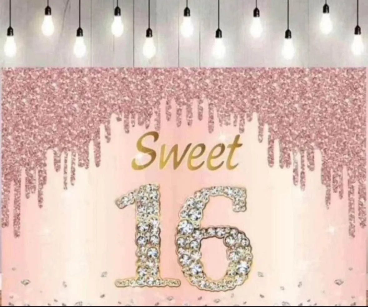 Sweet 16 birthday backdrop banner 