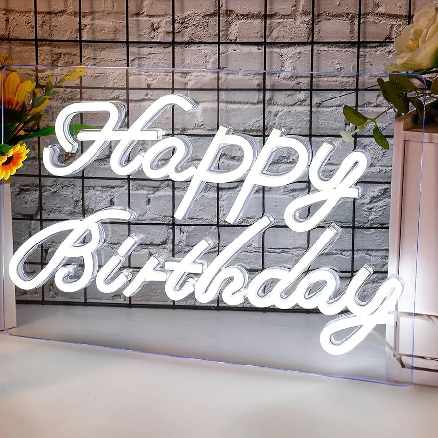Happy birthday sign neon