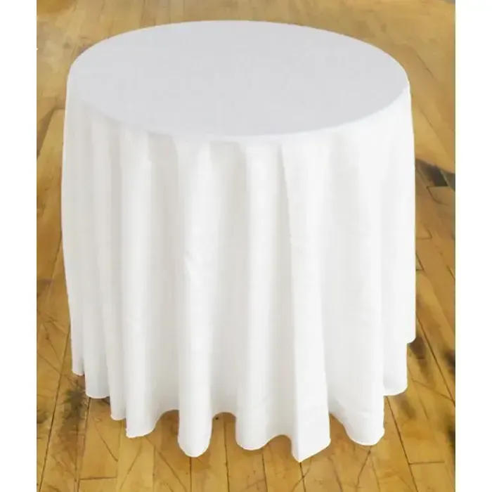90'' Round Polyester Tablecloth - White