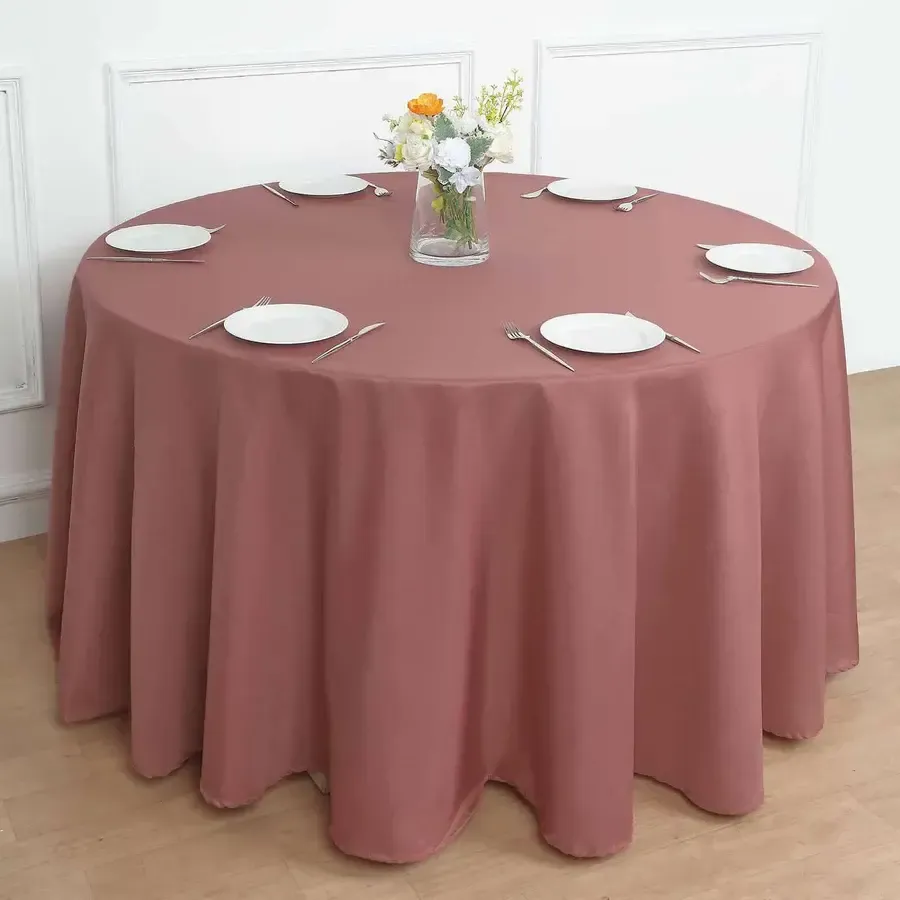 120 Round Polyester Tablecloth (Pick a color)