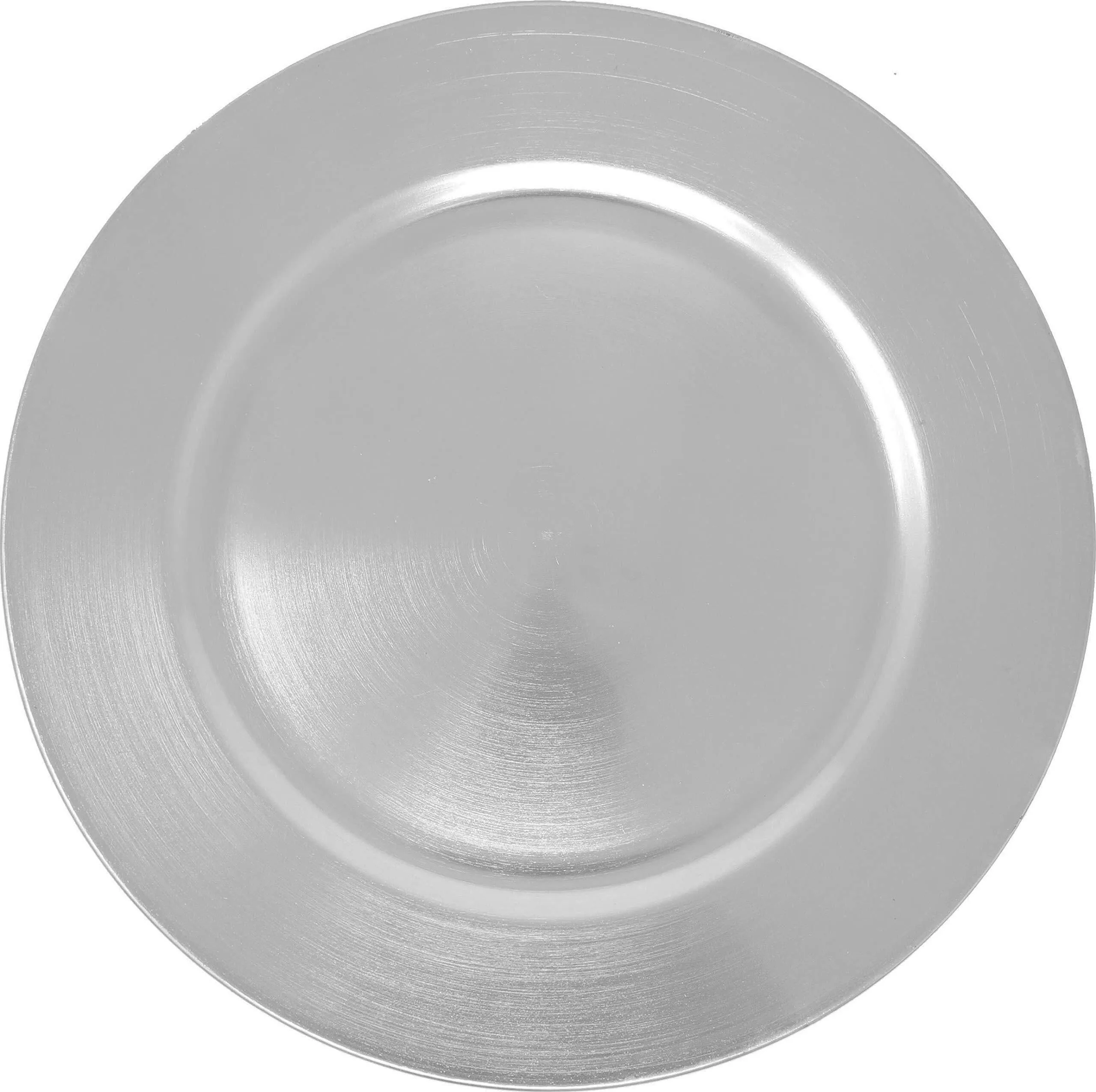 Metallic Silver Plastic Charger Plates