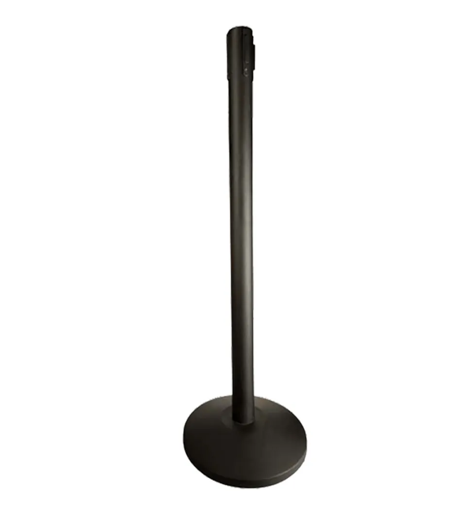 8ft Black Retractable Stanchion w/Black Belt