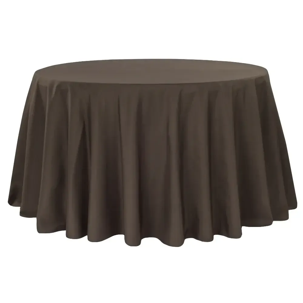 108" Round Chocolate Brown Polyester Tablecloth