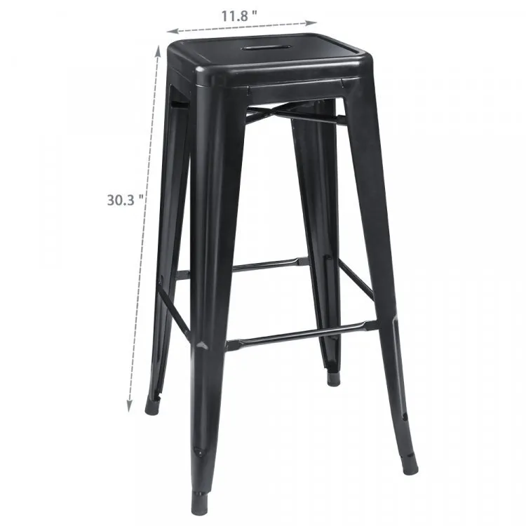 30 Inch Metal Bar Stools - Black