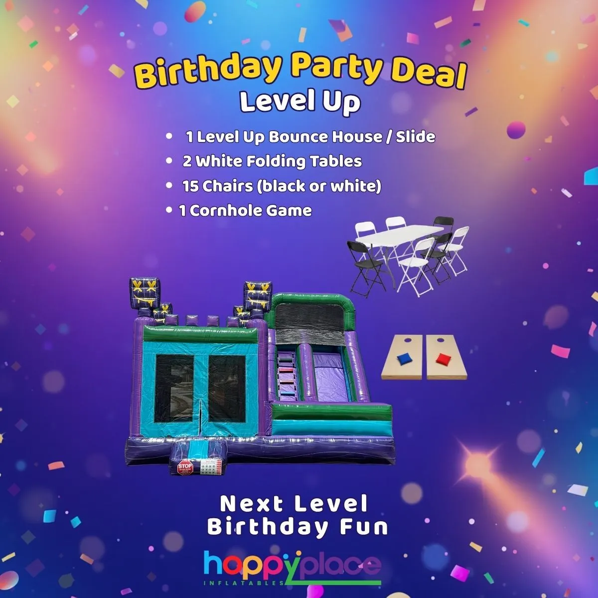 Level Up: 15ft Slide Combo Party Package (Save $50+)