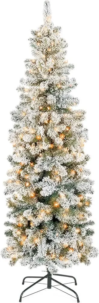 Flocked Holiday Tree with Clear Lights
