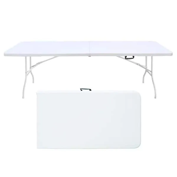 FOLDING TABLE PLASTIC & METAL 8-FT - WHITE (Seats 8-10)