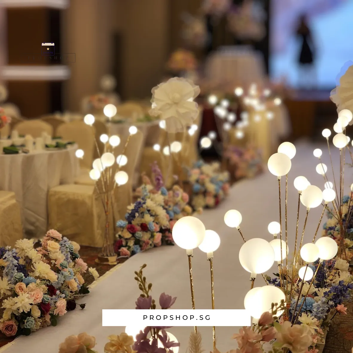 AISLE LIGHTS AND FLOWER HEDGE