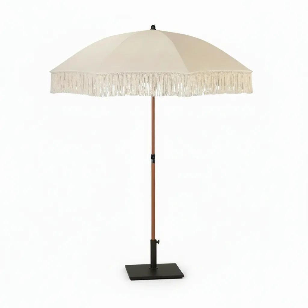 7ft Market Umbrella with Fringe and  60lbs Base