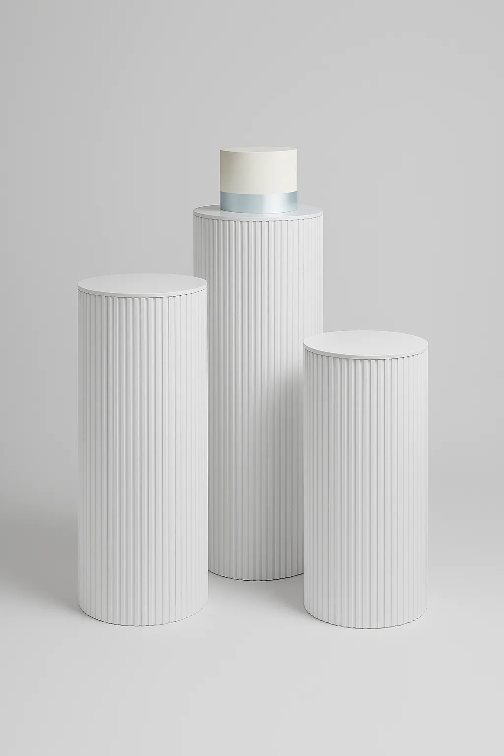 White Ribbed Plinth- Medium 